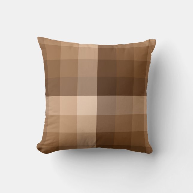 Coussin Ombre Checker Blocs Browns Throw Pillow (Recto)