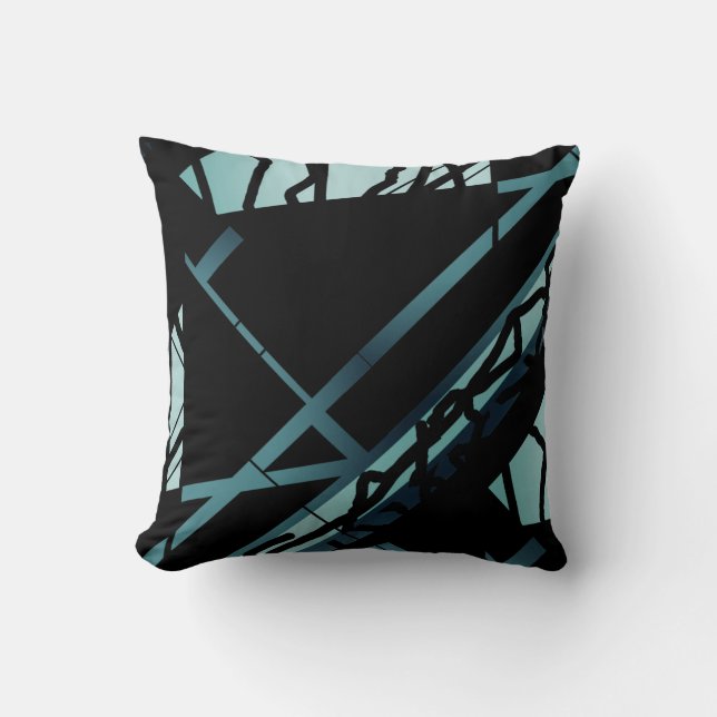 Coussin Ombré Turquoise incliné Abstrait Design d'art sur  (Recto)