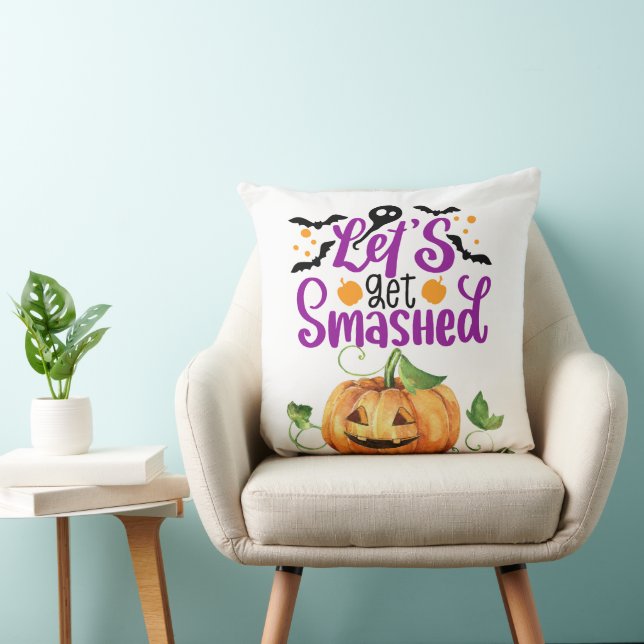 Coussin On va casser l'oreiller Citrouille d'Halloween (Chaise)