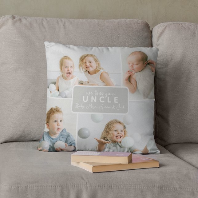 Coussin Oncle Moderne 4 Photo Gris (Créateur téléchargé)