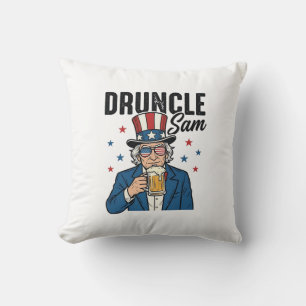 Coussin Oncle Sam drôle de bière patriotique vecteur conce