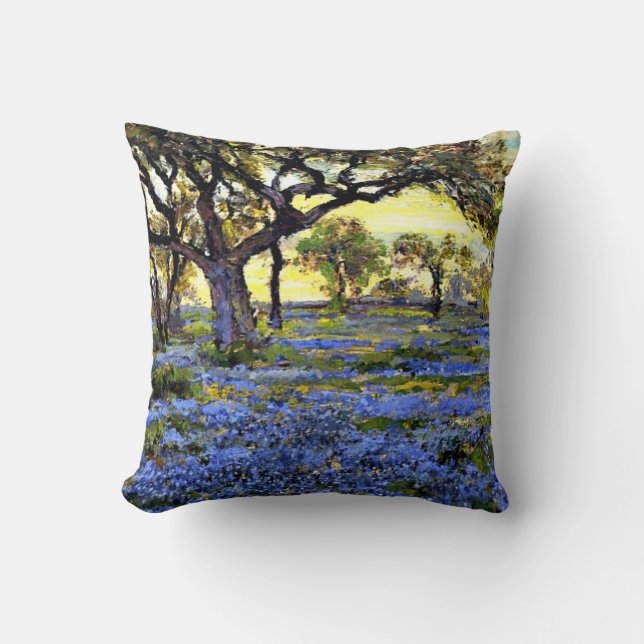Coussin Onderdonk - Vieux chêne et cloches bleues (Recto)