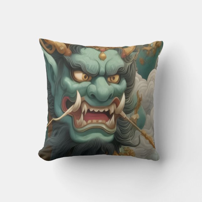 Coussin Oni's Wrath Throw Pillow (Recto)