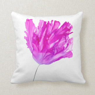 Coussin Opéra Tulipe à franges roses pillow peint à la mai