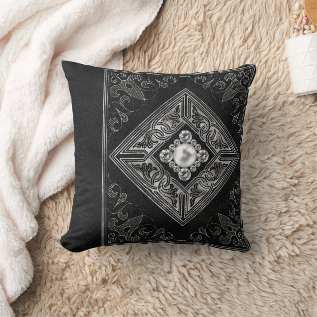 Coussin Opulence ornée | Flourissement des bijoux noir et  (Couverture)