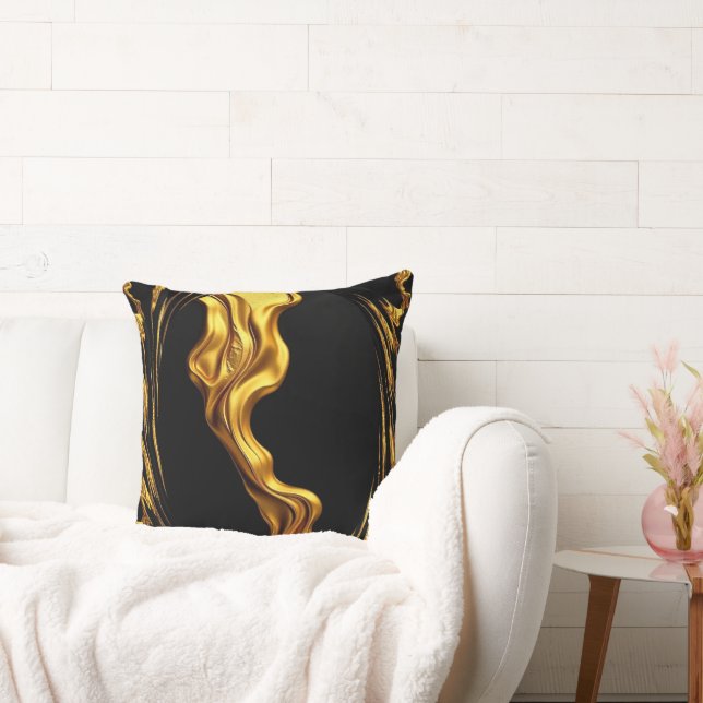 Coussin Opulent Swirl Liquid Gold Black Monochrome Christi (Canapé)