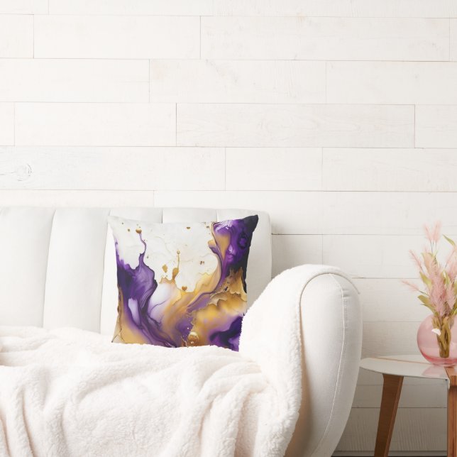 Coussin Or Abstrait et Améthyste (Canapé)