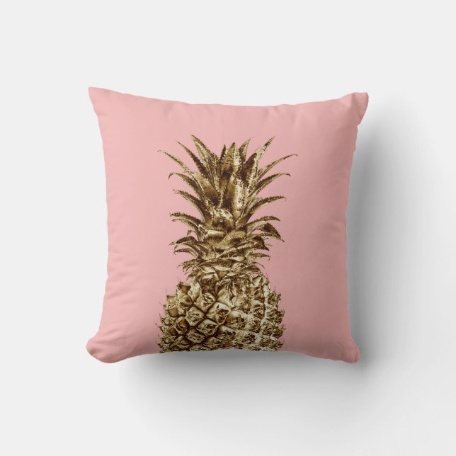 Coussin Or assez girly élégant et ananas de rose en pastel (Recto)