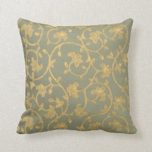 Coussin Or baroque de ~ de damassé, carreau vert de remou