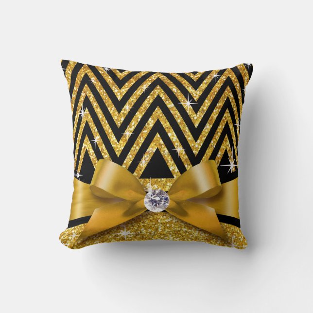 Coussin Or de l'arc | de diamant de Chevron Bling de (Recto)