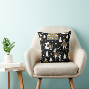 Coussin Or de Noël 16x16