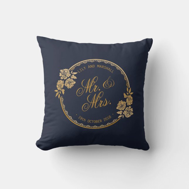 Coussin Or élégant personnalisé épousant le carreau de | (Recto)