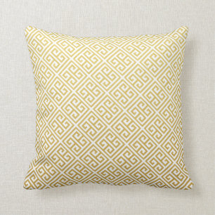 Coussin Or et carreaux principaux grecs blancs