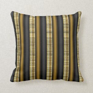 Coussin Or et motif rayé de noir