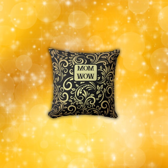 Coussin Or et noir - MOM - WOW | (Créateur téléchargé)