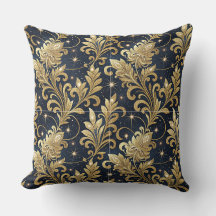 Or et noir Motif floral damassé luxueux et royal