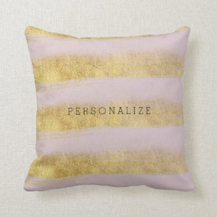 Coussin Or et rayures roses