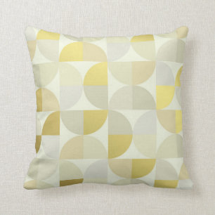 Coussin Or géométrique d'ivoire de blanc gris de moutard