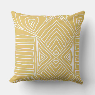 Coussin or jaune Tribal Maze Boue Motif Africain