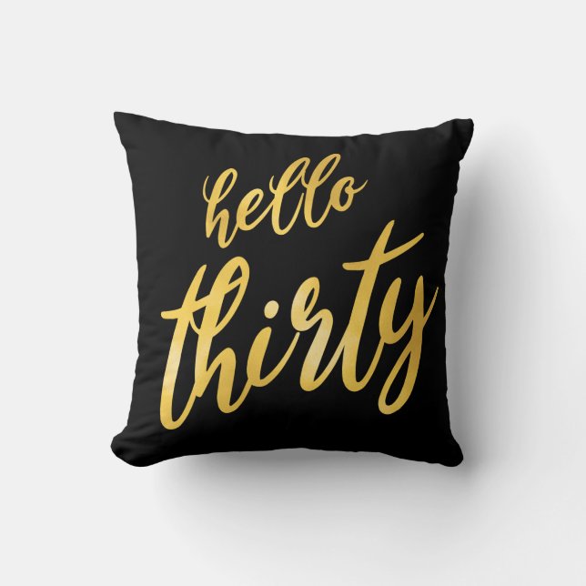 Coussin Or Noir "Bonjour Trente Anniversaire (Recto)