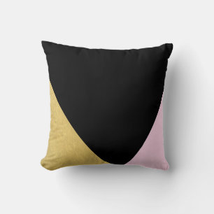 Coussin Or Noir & Rose blocs de couleur Mod Glam Triangles