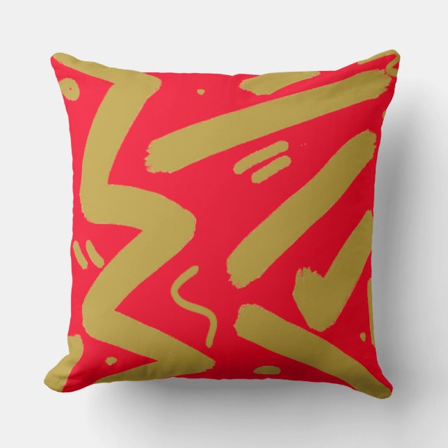 Coussin Or tribal et rouge (Recto)