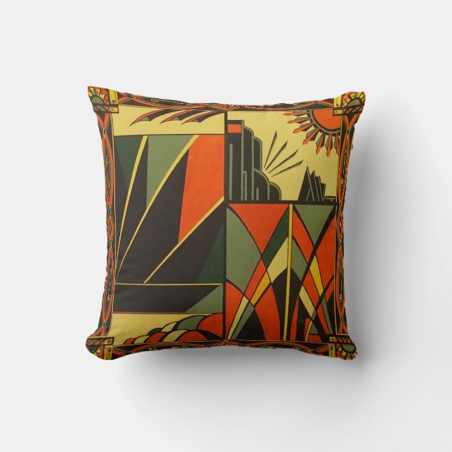 Coussin orange Art déco (Recto)