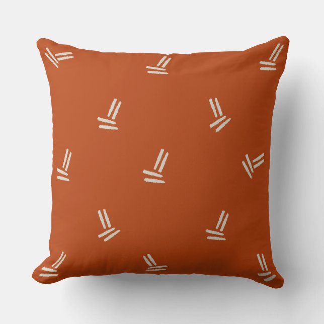 Coussin Orange brûlé avec deux lignes Lancer l'oreiller (Recto)
