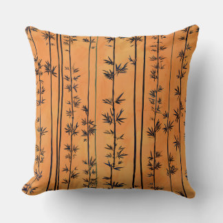 Coussin Orange brûlé et bambou noir japonais