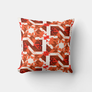 Coussin Orange Brun Blanc Méditerranéen Mosaïque Irréguliè
