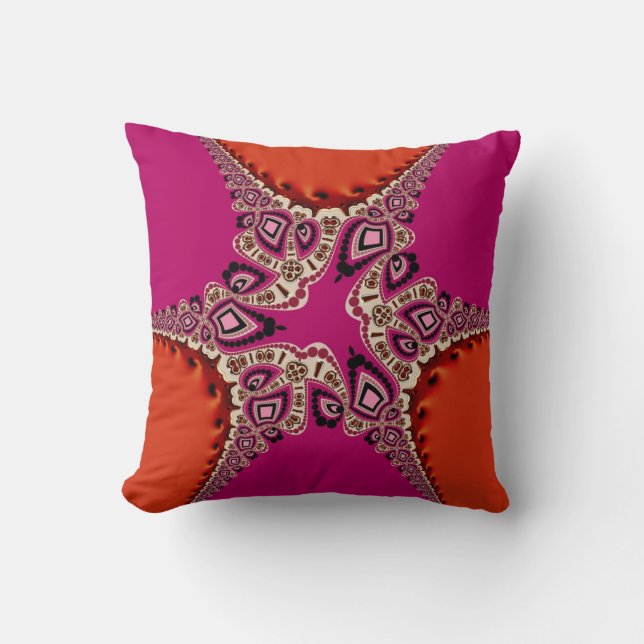 Coussin orange de coussin de rose moderne de diva (Recto)