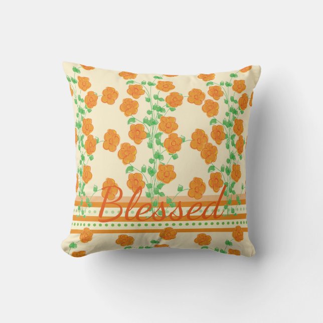 Coussin Orange Décoratif Flowé (Recto)