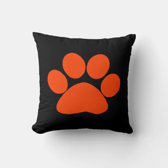 Coussin orange d'empreinte de patte (Recto)