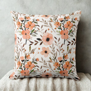 Coussin Orange Elegant vintage fleur sauvage motif floral