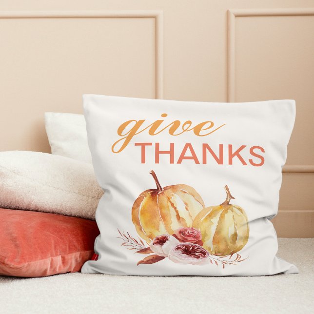 Coussin Orange et Rouge à la mode Merci et Citrouille (Créateur téléchargé)