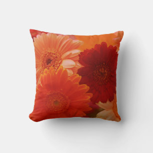 Coussin Orange Gerbera Daisy Couleur Fleur Jeu d'Oreiller