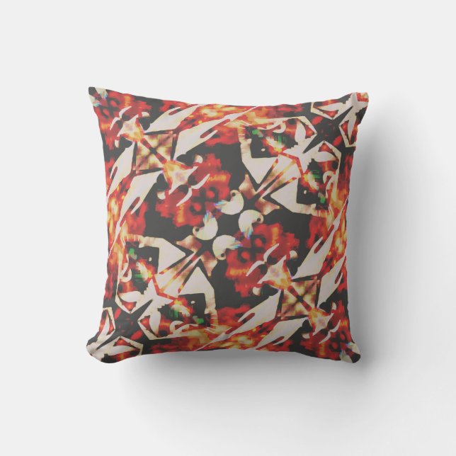 Coussin Orange Gold Charcoal Beige Diagonal Batik (Recto)