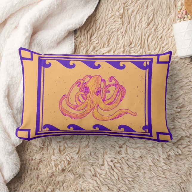 Coussin Orange Indigo Octopus Lumbar (Couverture)