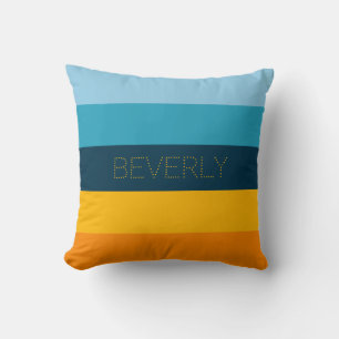 Coussin Orange Jaune Vert, 5 Couleurs, Nom personnalisé