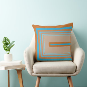 Coussin Orange rétro et bleu