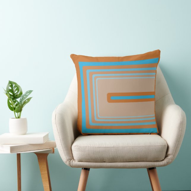 Coussin Orange rétro et bleu (Chaise)