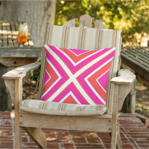 Coussin Orange rose géométrique 2