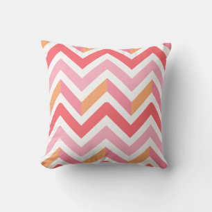 Coussin Orange Rose Géométrique Moderne Chevron Été