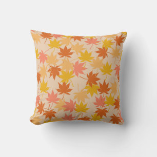 Coussin Orange Rustique Botanique Feuille Motif Automne