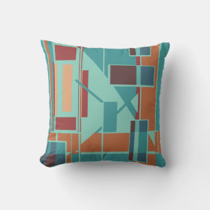 Coussin Orange Seafoam Turquoise Bourgogne Conception géom