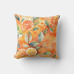 Coussin Orange Slices Aquarelle Frais Citrus Design