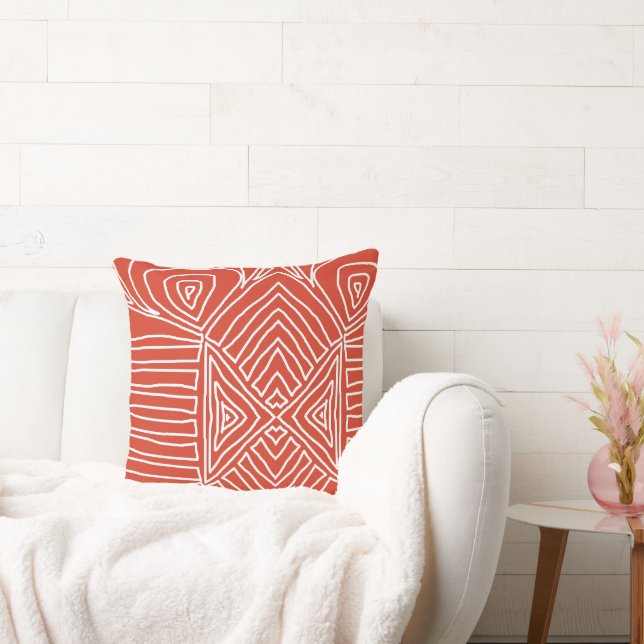 Coussin orange Tribal Maze Boue Motif Africain (Canapé)