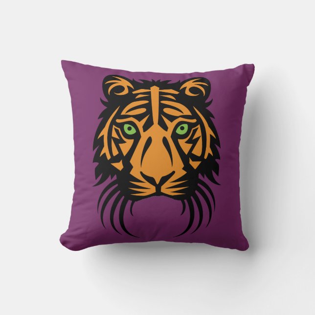 Coussin Orange tribale de noir de tatouage de tigre sur le (Recto)