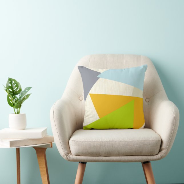 Coussin Orange vert jaune et Tan moderne géométrique (Chaise)