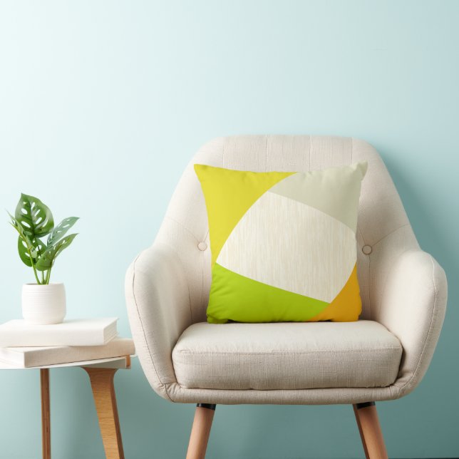 Coussin Orange vert jaune et Tan moderne géométrique (Chaise)